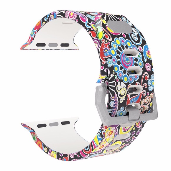 Pop Art Floral Silicone Watchband for Apple - Picture 2 of 16